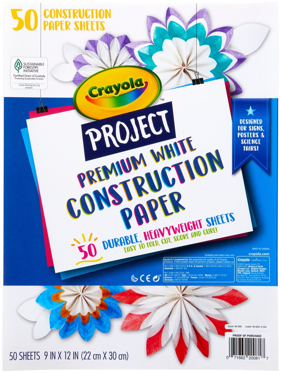 Crayola Project Premium Construction Paper 9"X12"-50 Sheets - White